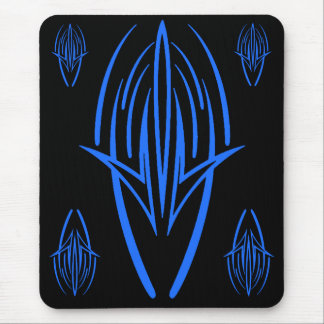 Alfombrilla De Ratón Diseño tribal azul neón en Mousepad negro