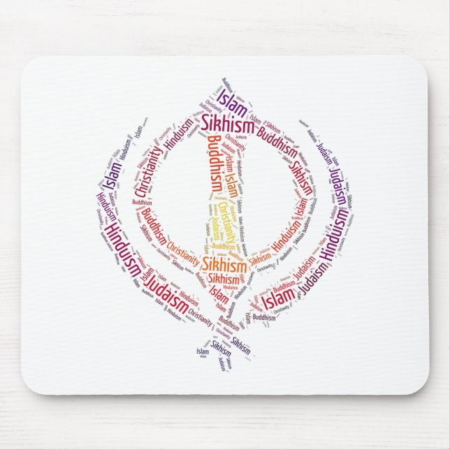 Alfombrilla De Ratón Diseño único del símbolo sikh del khanda (Frente)
