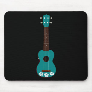Alfombrilla De Ratón diseño verde azulado del hibisco del ukulele