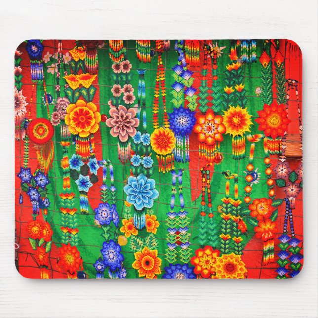 Alfombrilla De Ratón Diseños de flores hippies coloridos (Frente)