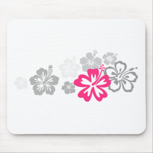 Alfombrilla De Ratón Diseños grises y rosados del hibisco