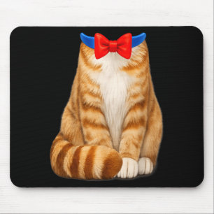 Alfombrilla De Ratón Disfraz de gato naranja lazo tabby lindo divertido