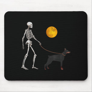 Alfombrilla De Ratón Disfraz de Halloween de perro esqueleto Doberman c