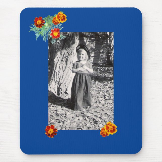 Alfombrilla De Ratón Disfraz de Halloween Foto Marigolds Blue Mousepad (Frente)
