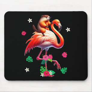 Alfombrilla De Ratón Disfraz de mapache montando flamenco para niños y