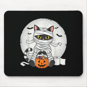 Alfombrilla De Ratón Disfraz Divertido de Momia Gata Negra para Hallowe