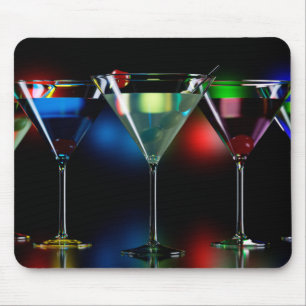 Alfombrilla De Ratón Distintos cócteles en gafas de martini con luces