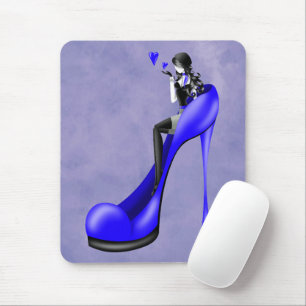 Alfombrilla De Ratón Diva de la Moda en Stiletto Azul 