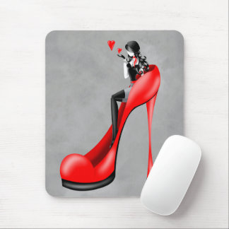 Alfombrilla De Ratón Diva de la moda en Stiletto Rojo