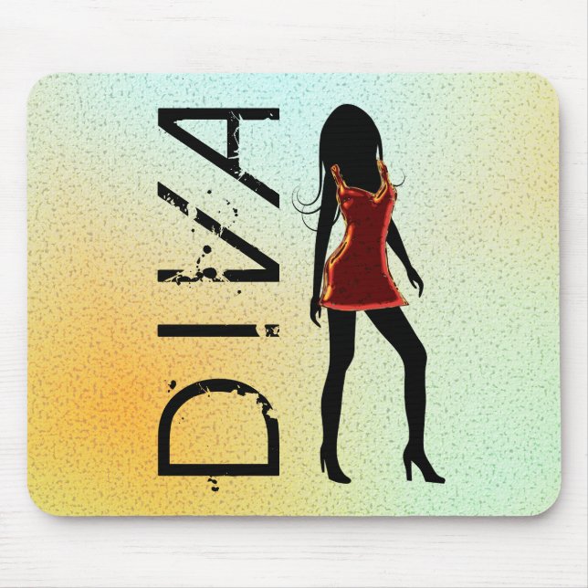Alfombrilla De Ratón Diva de moda de moda en Mousepad de vestir rojo (Frente)