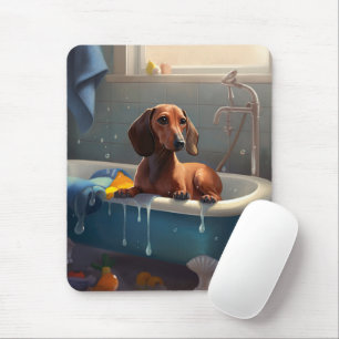 Alfombrilla De Ratón Diversión en el baño del Dachshund 