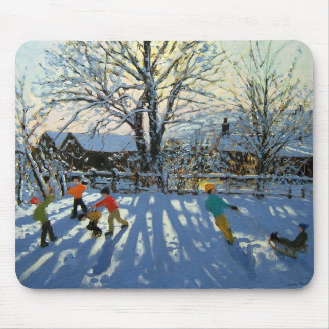 Alfombrilla De Ratón Diversión en la nieve Tideswell Derbyshire (Frente)