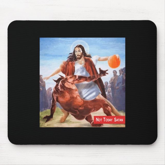 Alfombrilla De Ratón Diversión No Hoy Satanás Jesus Crossover Baloncest (Frente)