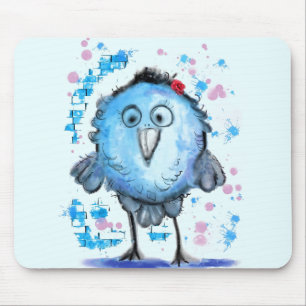 Alfombrilla de ratón divertida de pájaro azul