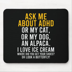 Alfombrilla De Ratón Divertida Pregúntame sobre el autismo de Adhd