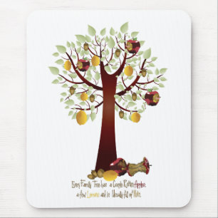 Alfombrilla De Ratón Divertido árbol de la familia Apple