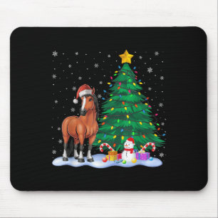 Alfombrilla De Ratón Divertido árbol de navidad de caballos enciende a
