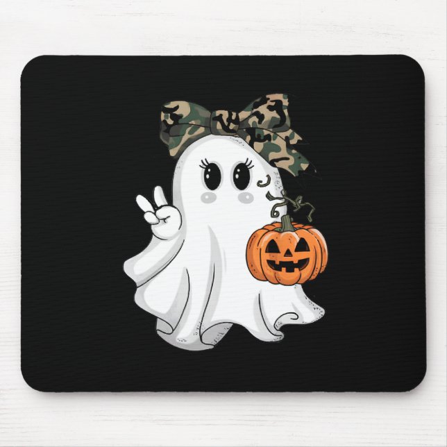 Alfombrilla De Ratón Divertido camuflaje de Halloween Camo Ghost Hello  (Frente)