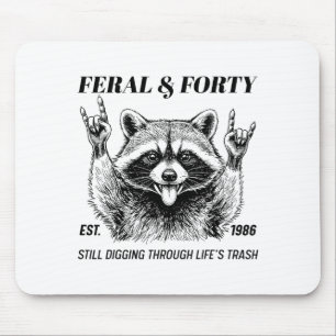 Alfombrilla De Ratón Divertido cumpleaños 40 Est 1986 Feral y cuarenta 