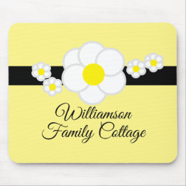 Alfombrilla De Ratón Divertido Daisy Black Stripe Yellow Script