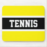 Alfombrilla De Ratón Divertido Deportivo Negrita TENNIS Textos Rayas Ne<br><div class="desc">Este divertido diseño deportivo presenta fuertes letras fuertes fuertes en negrita en el interior de una banda negra realzada con pinstripes blancas sobre un fondo amarillo brillante con "TENNIS" escrito en frente y en el centro. Hazlo propio: los colores y el texto de este diseño se pueden personalizar.</div>