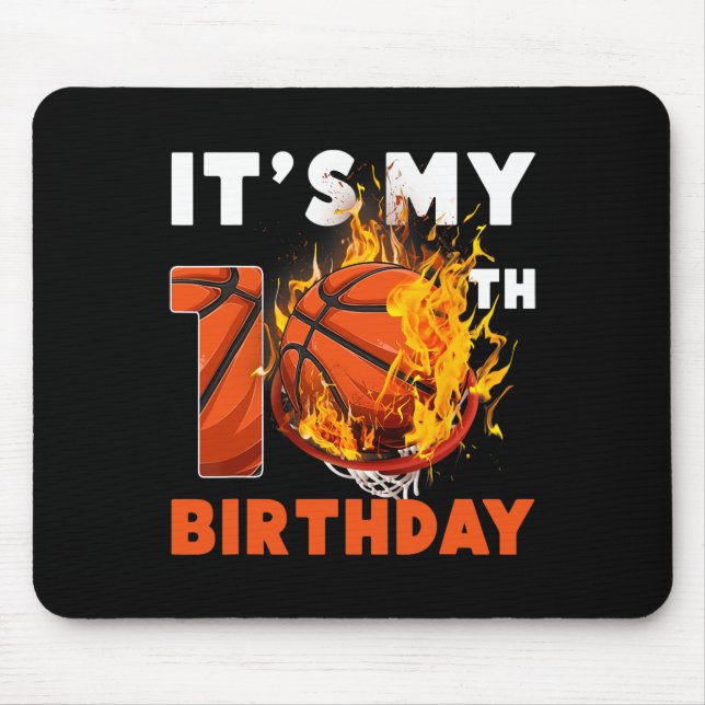 Alfombrilla De Ratón Divertido es mi décimo cumpleaños, básquetbol de 1 (Frente)