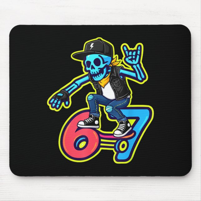 Alfombrilla De Ratón Divertido esqueleto skater 67 meme skateboarding r (Frente)