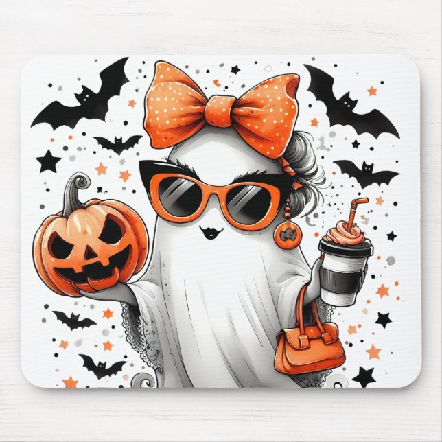 Alfombrilla De Ratón Divertido fantasma de Halloween (Frente)