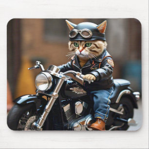 Alfombrilla De Ratón Divertido gato montando moto almohadilla del ratón
