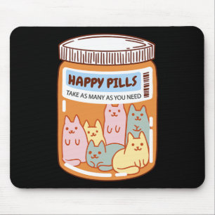 Alfombrilla De Ratón Divertido Happy Pills Cat Cute Salud Mental Lover