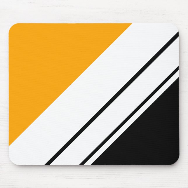 Alfombrilla De Ratón Divertido negro amarillo dorado franjas de Carrera (Frente)
