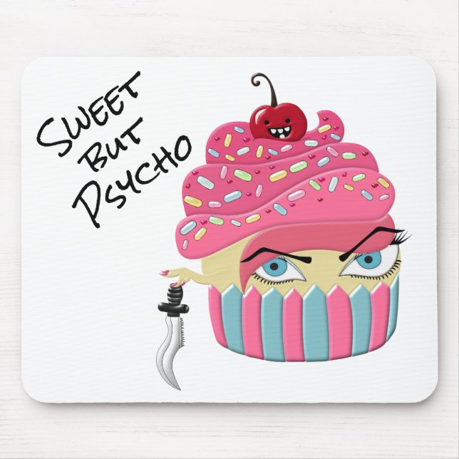 Alfombrilla De Ratón Divertido pastel rosa dulce pero Psycho Halloween (Frente)