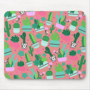 Alfombrilla De Ratón Divertido patrón de cactus rosa femenino y lindo d