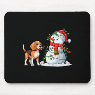 Alfombrilla De Ratón Divertido Perro Beagle Snowman Árbol de Navidad en