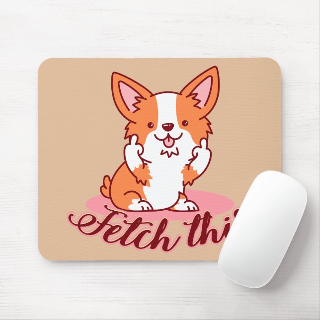 Alfombrilla De Ratón Divertido perro de Corgi medio capta esto (Con ratón)