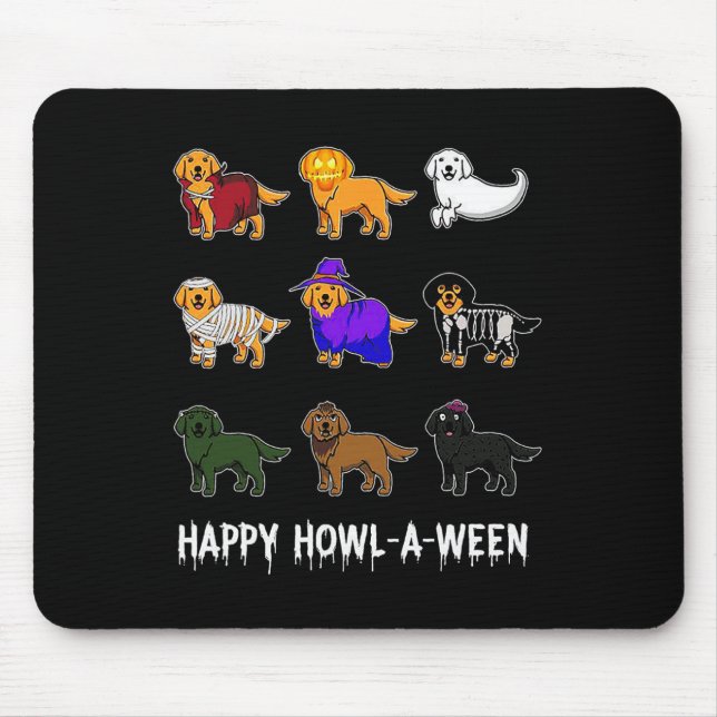 Alfombrilla De Ratón Divertido perro de recuperación de oro Halloween F (Frente)