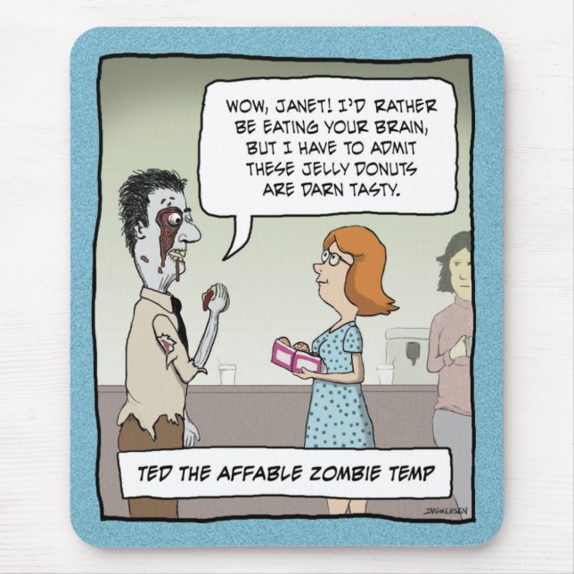 Alfombrilla De Ratón Divertido ratón: Oficina Zombie (Frente)