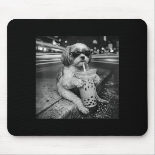 Alfombrilla De Ratón Divertido Shih Tzu Bebiendo Café Helado Amantes de