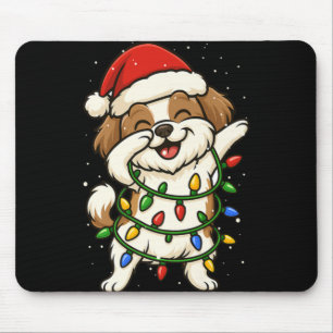 Alfombrilla De Ratón Divertido Shih Tzu haciendo Dabbing Luces de Navid