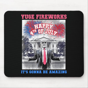 Alfombrilla De Ratón Divertido Trump Feliz 4 De Julio Yuge Fuegos Artif