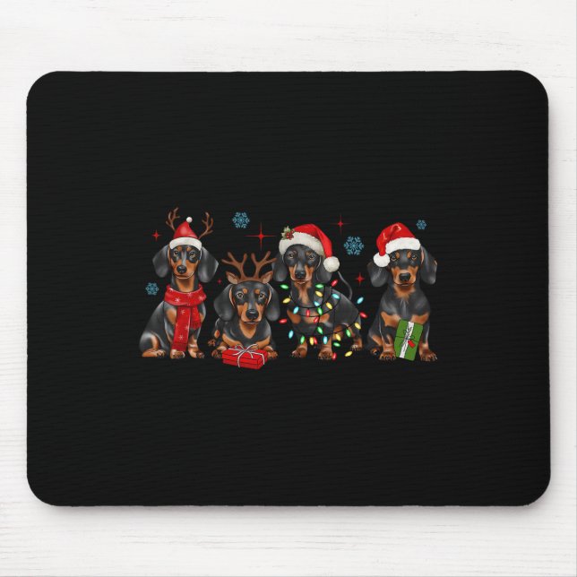 Alfombrilla De Ratón Divertidos Navidades de Santa Dachshund (Frente)