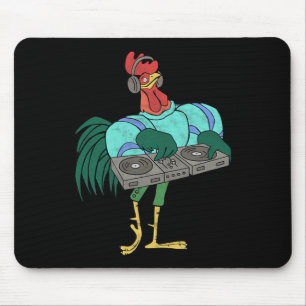 Alfombrilla De Ratón Dj Cartoon De Gallo Con Tornos Distressed