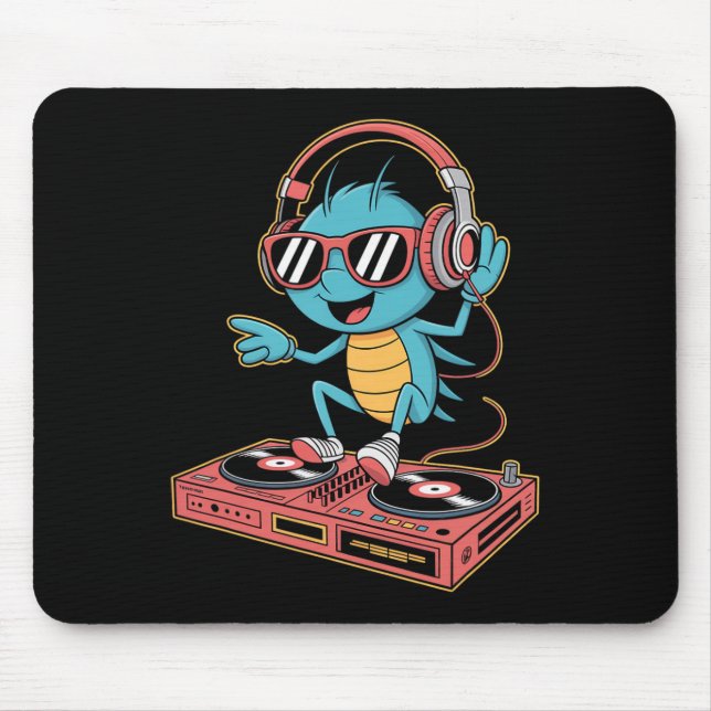 Alfombrilla De Ratón Dj Cricket Spin The Music Party Vibes  (Frente)