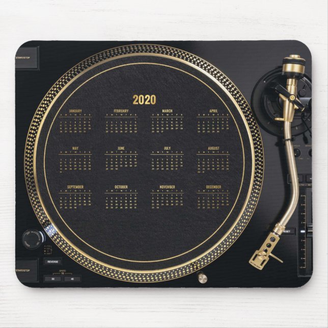 Alfombrilla De Ratón DJ Turntable con calendario 2020 Mousepad (Frente)