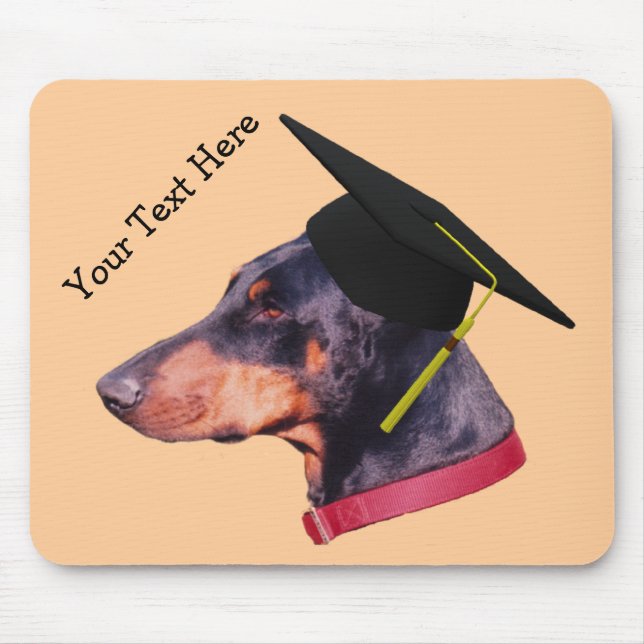 Alfombrilla De Ratón Doberman En Graduación Cap Funny Perro Mousepad (Frente)
