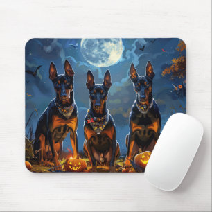 Alfombrilla De Ratón Doberman Halloween Espeluznante