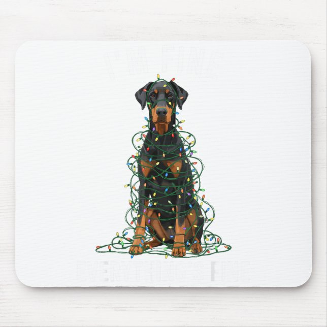 Alfombrilla De Ratón Doberman Nscher Christmas I'm Fine Everything Is F (Frente)