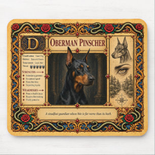 Alfombrilla De Ratón Doberman Pinscher, Arte de Bestiario Medieval