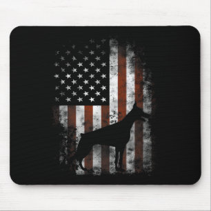 Alfombrilla De Ratón Doberman Pinscher Bandera Americana Regalos Patrió