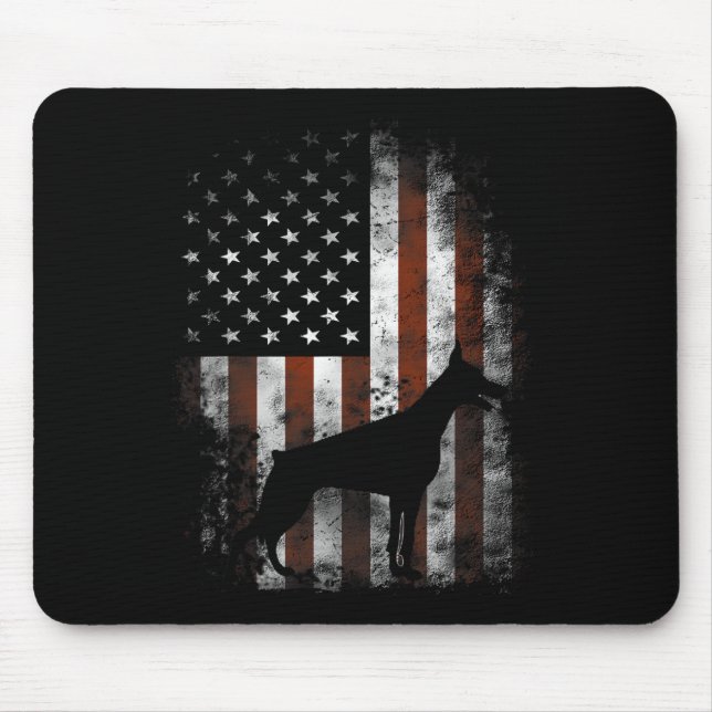 Alfombrilla De Ratón Doberman Pinscher Bandera Americana Regalos Patrió (Frente)